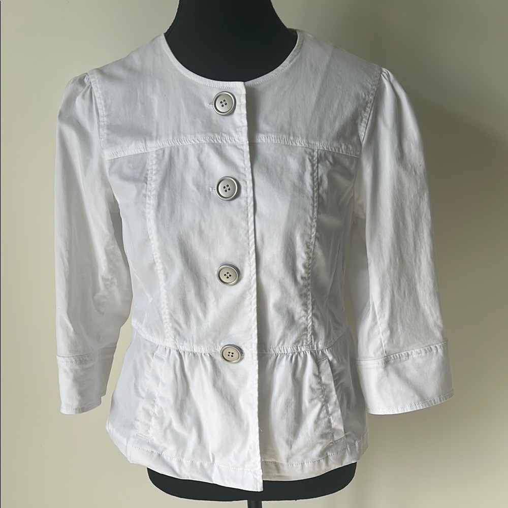 White Tailored Blazer with 3/4 Sleeves
